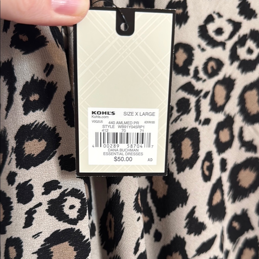 NWT DANA BUCHMAN Leopard Print Dress with Purple Accents XL - Picture 5 of 6